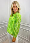 Kate & Pipa Bubble Print Top, Lime Green