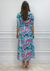 Kate & Pippa Luca Tropical Flower Maxi Shirt Dress, Aqua Multi