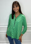 Kate & Pippa Diamond Print Zip Top, Green