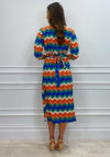 Kate & Pippa Sienna Pattern Wrap Midi Dress, Blue Multi