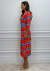Kate & Pippa Sienna Pattern Wrap Midi Dress, Red Multi