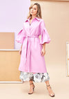 Kate Cooper Puff Sleeve Long Wrap Coat, Pink