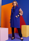 Kate Cooper Colour Block Long Coat, Royal Blue & Beige