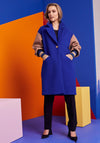 Kate Cooper Colour Block Long Coat, Royal Blue & Beige