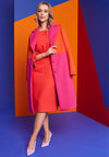 Kate Cooper Colour Block Long Coat, Pink & Orange