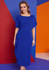 Kate Cooper Draped Shoulder Midi Dress, Royal Blue