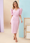 Kate Cooper Puff Sleeve Midi Dress, Baby Pink