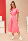 Kate Cooper Belted Shirt Midi Dress, Pink