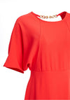 Kate Cooper Chain Back A Line Midi Dress, Coral