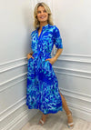 Kate & Pippa Capri Mandarin Neck Maxi Dress, Royal Blue & Aqua