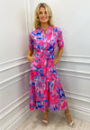 Kate & Pippa Capri Mandarin Neck Maxi Dress, Pink & Blue