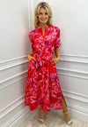 Kate & Pippa Capri Mandarin Neck Maxi Dress, Red & Pink