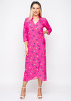 Kate & Pippa Floral Wrap Midi Dress, Pink