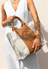 Katie Loxton Amalfi Large Canvas Tote Bag, Cream & Light Brown