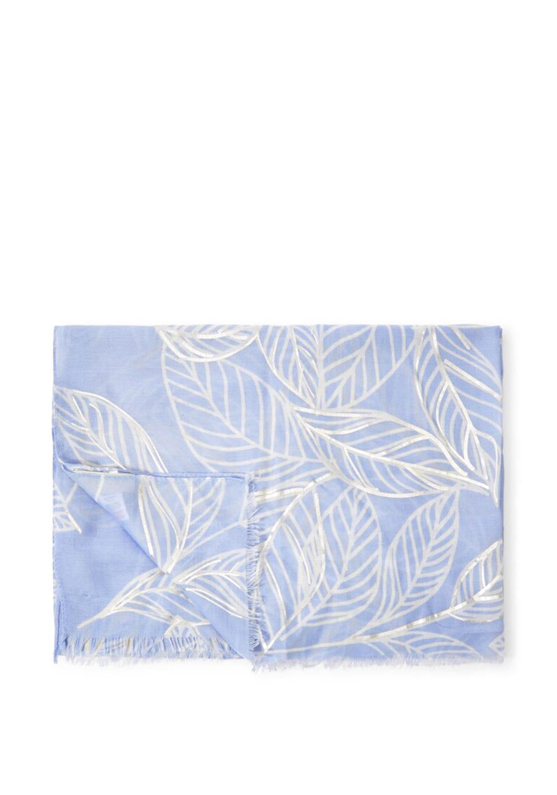 Katie Loxton Metallic Leaf Print Scarf, Blue Multi
