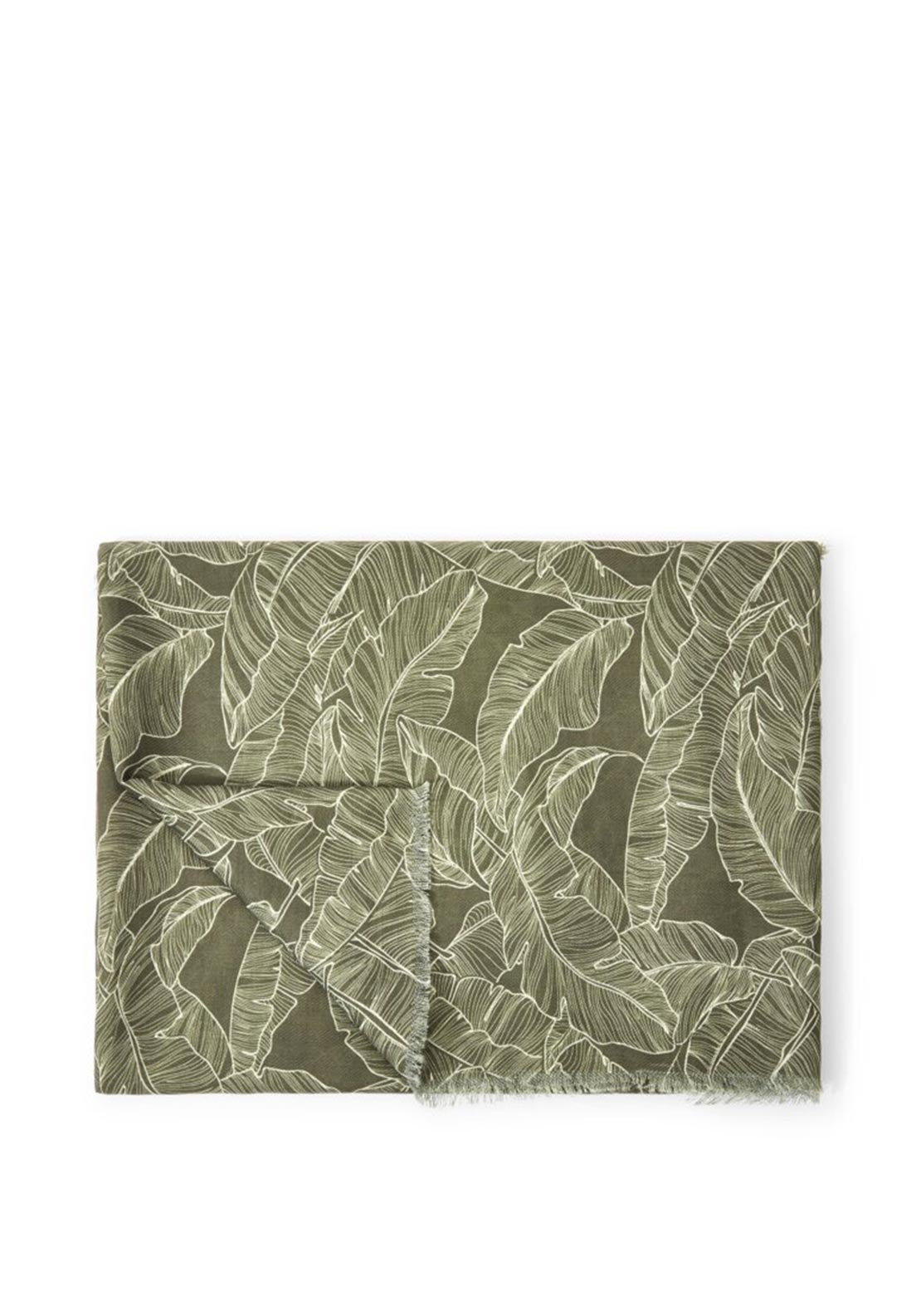 Katie Loxton Banana Leaf Print Scarf, Khaki