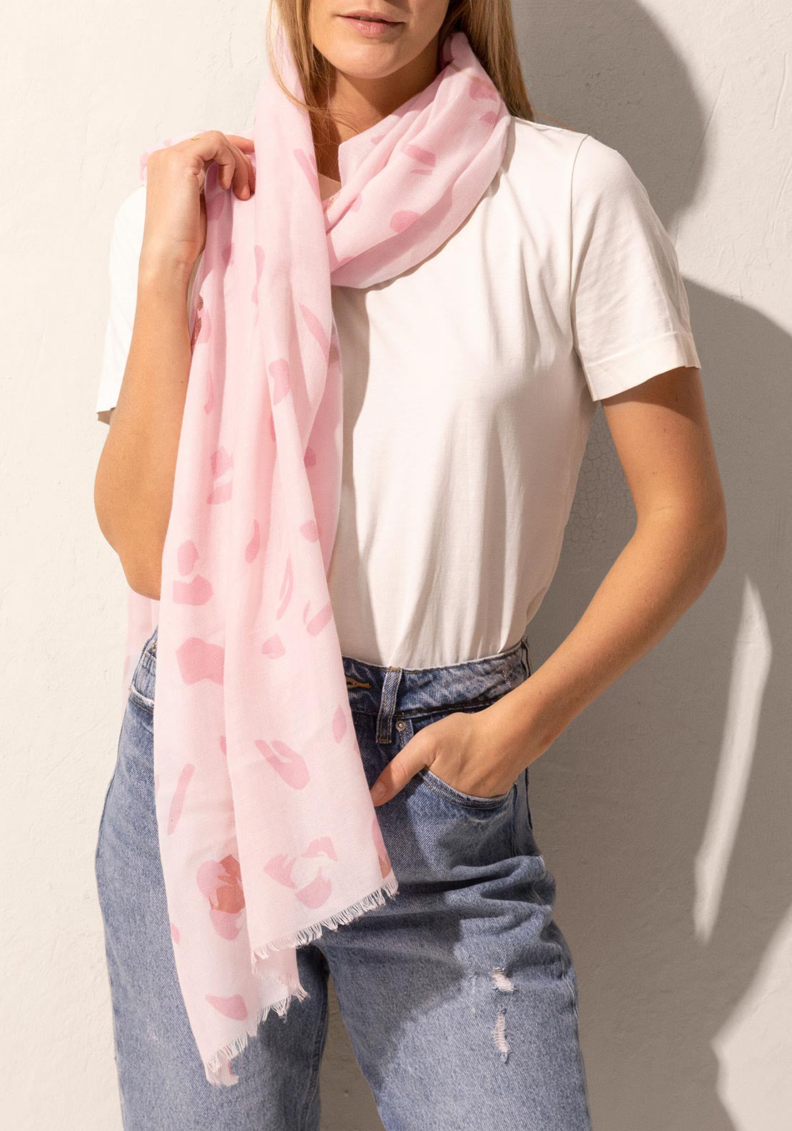 Katie Loxton Metallic Leopard Print Scarf, Pink Multi