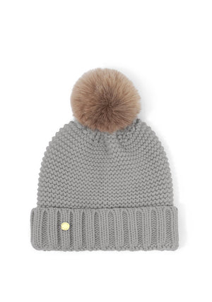 Katie Loxton Chunky Knit Pom Hat, Grey