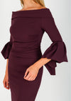Kevan Jon Ceiba Bardot Midi Dress, Aubergine