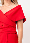 Kevan Jon Lexie Wrap Bardot Dress, Red