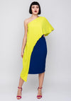 Kevan Jon Stiles One Shoulder Dress, Blue & Lime