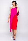 Kevan Jon Stiles One Shoulder Dress, Red & Pink
