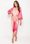 Kevan Jon Ivy Ombre Plunge Dress, Raspberry