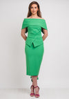 Kevan Jon Queenie Peplum Midi Dress, Emerald Green