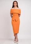 Kevan Jon Queenie Peplum Midi Dress, Orange