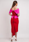 Kevan Jon Queenie Peplum Midi Dress, Red & Pink
