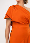 Kevan Jon Tera One Shoulder Wrap Dress, Burnt Orange