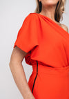 Kevan Jon Tera One Shoulder Wrap Dress, Coral Orange