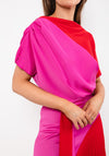 Kevan Jon Lucy Pleat Drape Maxi Dress, Fuchsia & Red