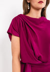 Kevan Jon Mila Pleat Drape Maxi Dress, Mulberry