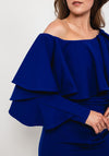 Kevan Jon Oleanna Frill Neckline Midi One-Shoulder Dress, Cobalt Blue
