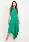 Kevan Jon Perla High Neck Pleat Maxi Dress, Emerald