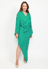 Kevan Jon Selena Asymmetrical Draped Dress, Emerald