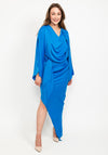 Kevan Jon Selena Asymmetrical Draped Dress, New Blue