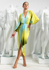 Kevan Jon Ivy Ombre Plunge Dress, Aqua & Lime