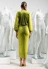Kevan Jon Ivy Ombre Plunge Dress, Aqua & Lime