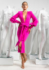 Kevan Jon Adriana Plunge Neck Dress, Bright Pink