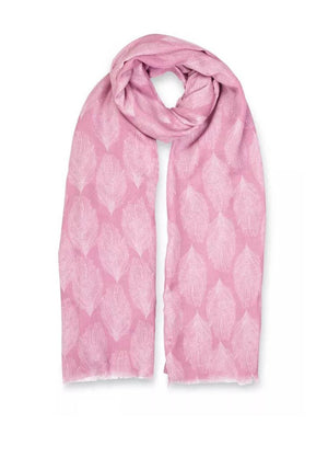 Katie Loxton Peacock Feather Print Scarf, Pink