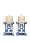 Newgrange Living Pair Ziggy Pillar Candle Holders, Glass