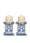 Newgrange Living Pair Ziggy Pillar Candle Holders, Glass