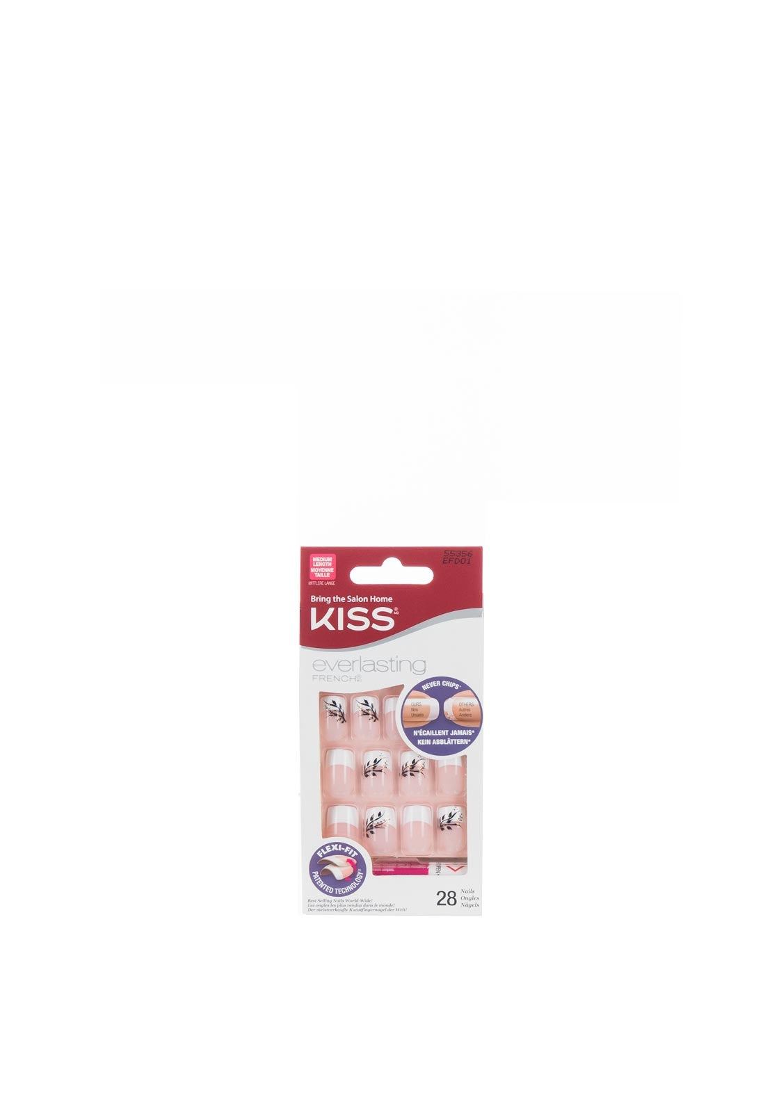 Kiss Nails Everlasting French Black Leaf Design
