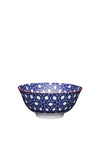 Kitchen Craft Floral Geometric Ceramic Bowl, Blue Multi