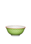 Kitchen Craft Geometric Line Ceramic Bowl, Green Multi
