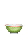 Kitchen Craft Geometric Line Ceramic Bowl, Green Multi