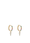 Knight & Day Aria Coloured Crystal Encrusted Hoop & Clear CZ Drop, Gold