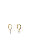 Knight & Day Aria Coloured Crystal Encrusted Hoop & Clear CZ Drop, Gold